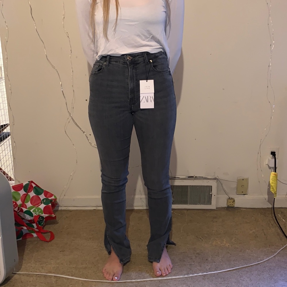 ZARA black jeans with split end